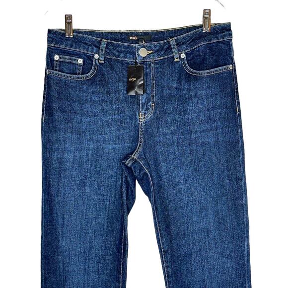 NWT Maje Mid-Rise Minimalist Straight Leg Blue Dark Wash Denim Jeans Size 8 - Picture 3 of 11